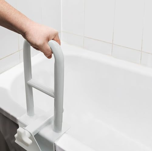 Vaunn Medical Secure Bathtub Safety Rail, ADA Compliant Shower Grab Bar Handle for Elderly and Disabled, Secure Locking Tub Clamp, 300 lbs - style: Fixed
