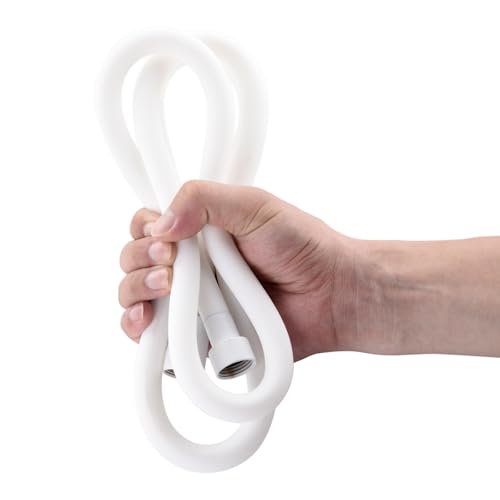 Vazai 59 Inches White Silicone Shower Hose Extra Long | Flexible Anti-Kink Designed Replacement Handheld Shower Hose Extension for RV, Showerhead, Sprayer, Bidet, Pet Cleaning - color: White, size: 59 In