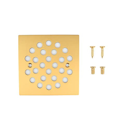 4-1/4 Inch Screw-in Square Floor Drain Cover Replacement Shower Grates with Screws (Brushed Golden) - color: Brushed Golden