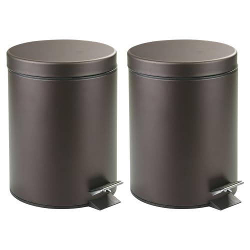 iDesign Round 1.3 Gallon Bathroom Step Trash Can - Set of 2 - Bronze - color: Bronze, style: Pack of 2