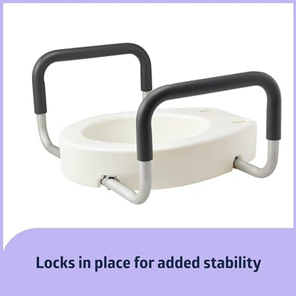 Medline Standard Toilet Seat Riser with Arms, 3.5-Inch Height, 400 lb Weight Capacity - Comfortable & Secure Bathroom Aid for Elderly & Disabled