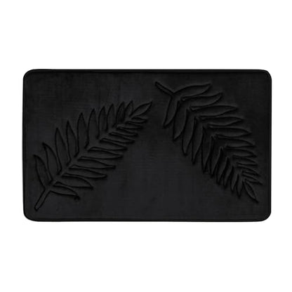 Bath Mat Washable 24" x 16" Super Absorbent Bathroom Rugs Soft Memory Foam Bath Mat Quick Dry Non-Slip Bathroom Carpet for Bedroom Shower and Tub, Black