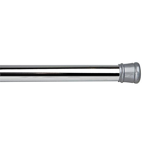 Tension Curtain Rod | Spring Loaded | Adjustable Expandable 42”-76” | Bathroom Shower Rod | Closet Pole | Room Divider | No Rust | No Drilling | Chrome - color: Silver