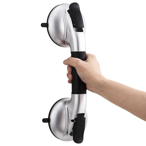 TAILI Shower Grab Bars,Suction Shower Handles,Upgraded,Maximum 330lbs,Black | Safety for Bathtubs,Toilet,Elderly&Seniors,Bathroom Grip Bar Heavy Duty Handrails,No Drilling Removable Waterproof,14.9" - color: Black, size: 1 Pack