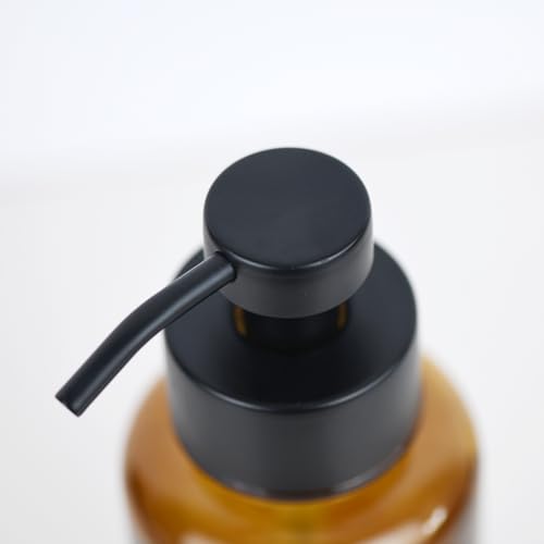 15 oz Amber-Tinted Thick Glass Foaming Soap Dispenser, Refillable Foaming Soap Dispenser with Black Rust-Proof Foam Pump, Suitable for Bathrooms and Kitchens (1, Amber) - color: Amber