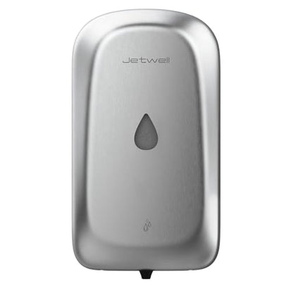 JETWELL Automatic Touch-Less Wall Mount Hand Soap Dispenser Liquid Drop Battery Operated, Brushed Stainless Steel Cover Large Capacity 34OZ/1000ML for Kitchen Home Commercial Bathroom | Brushed Cover, Large Capacity, Battery Powered, Liquid Soap, Commerci