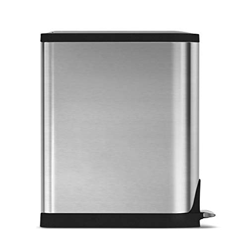 simplehuman 40 Liter / 10.6 Gallon Dual Compartment Butterfly Lid Kitchen Recycling Step Trash Can, Brushed Stainless Steel - size: 40 liter Dual Compartment
