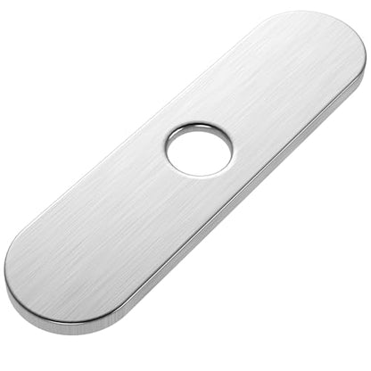 MAAYAYA 10" Kitchen Sink Deck Plate, Faucet Hole Cover, 8" Widespread, 1 or 3 Hole | MAAYAYA Nickel Runway Deck Plate Escutcheon, 304 SS, Foam Gasket; Secures with Faucet's Own Hardware, No Extra Nuts - color: Nickel-Runway