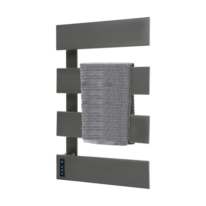 Electric Towel Warmer, Electric Towel Warmer Heater - Wall Mounted 4-Tier Heated Towel Rack with LED Screen, Bath Towel Dryer for Bathroom, 17.72 x 29.53 Inch (Gun Grey) - color: Gun Grey