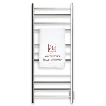 WarmlyYours Ontario Heated Towel Rack, 11 Bars, Polished Stainless Steel | Wall-mounted electric towel warmer for bathrooms, 11 heated bars, hardwired, spa-like warm towels every day