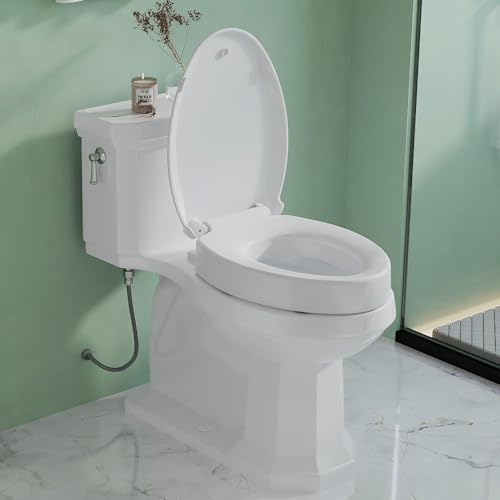 Raised Toilet Seat for Seniors, Elongated Elevated Toilet Seat with Soft Close Lid, Quick Release & Easy Installation, Easy to Clean - Ideal for Elderly, White - style: Raised Toilet Seat