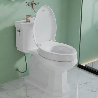 Raised Toilet Seat for Seniors, Elongated Elevated Toilet Seat with Soft Close Lid, Quick Release & Easy Installation, Easy to Clean - Ideal for Elderly, White - style: Raised Toilet Seat