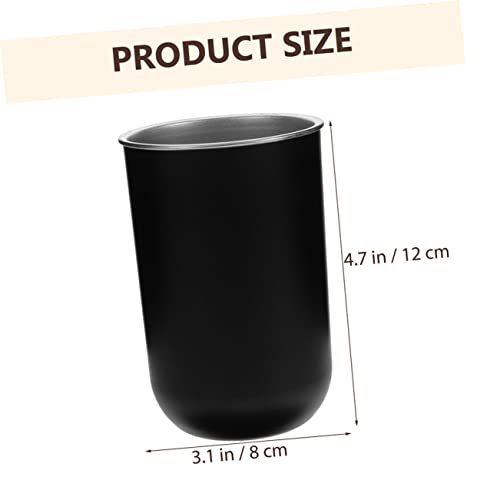 PRETYZOOM 2pcs Stainless Steel Bathroom Rinsing Cups Lightweight and Wear-Resistant Tooth Mugs Convenient Toothbrush Holders for Boy Girl Capacity Round Design White Black