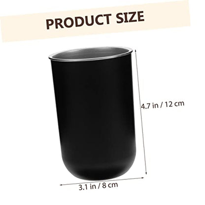 PRETYZOOM 2pcs Stainless Steel Bathroom Rinsing Cups Lightweight and Wear-Resistant Tooth Mugs Convenient Toothbrush Holders for Boy Girl Capacity Round Design White Black