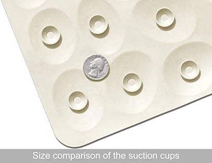 Non-Slip Bathtub Mat OTHWAY Soft Rubber Bathroom Bathmat with Strong Suction Cups (Beige) - color: Beige, size: 31.5" x 16" (Rectangular)