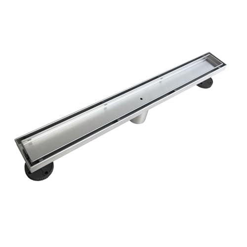 Neodrain 18-Inch Linear Shower Drain-Brushed,with Tile Insert Grate | 304 Stainless Steel, Fast Drainage, Rectangle Shower Floor Drain with Leveling Feet & Hair Strainer, Fits Bathroom, Balcony - color: Brushed, size: 18 IN
