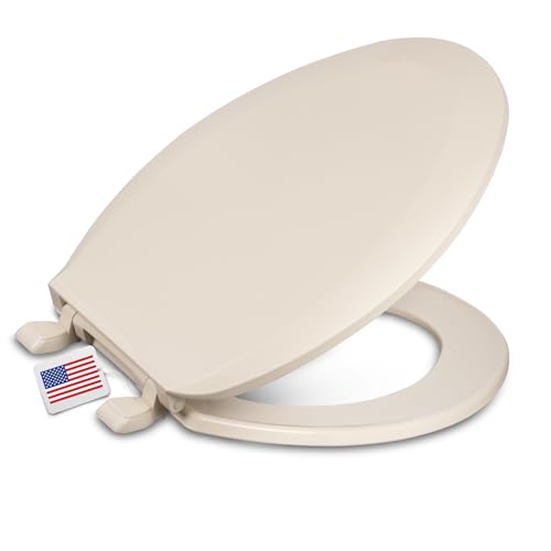 Centoco Elongated Toilet Seat, Economy, USA, DSAMAZ16-106, Bone | Closed Front, Cover, Plastic, Made in the USA - color: Bone, size: Elongated