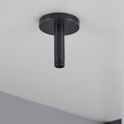 RANDOM Straight Shower Arm with Flange Oil Rubbed Bronze 4 Inches Ceiling Mount Shower Head Extension Arm Ceiling-Mounted For Fixed Shower Head.RD-91038-4-ORB - color: 4″ Oil Rubbed Bronze(Round Flange)