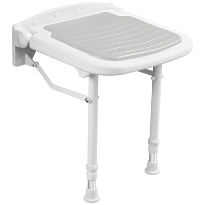 Wall Mounted Shower Seats w/PU Cushion Support 550lbs, Adjustable Height Folding Shower Chair Wall Mounted for Elderly-Adults-Pregnants-Seniors-Disabled - size: Shower Seat