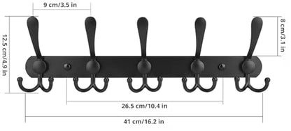 GlazieVault Coat Rack Wall Mount - Stainless Steel Coat Rack (2 Pack) - Heavy Duty Coat Hooks Wall Mounted - Hanger for Hat Towel Robes Jacket Clothes for Bathroom Entryway - style: Black Tri