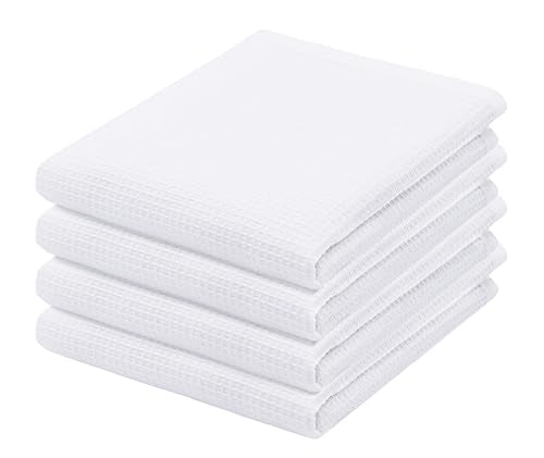 Waffle Weave Kitchen Towel, 100% Cotton - 15x25 Inches with Hanging Loop, Ultra Soft Absorbent Quick Drying Dish Cloth, Tea and Hand Towels, 4 Pack - Spring Easter Summer - White - color: White, size: 15 x 25 - 4 Pack