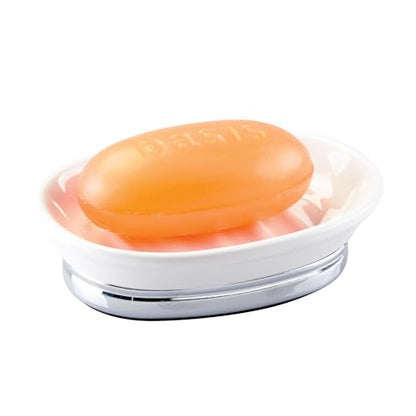 iDesign Soap Dish for Bar Soap, White | For Bathroom, For Shower, For Kitchen Sink