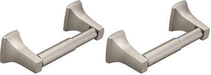 Moen Contemporary Brushed Nickel Toilet Paper Holder, Modern Wall Mounted Toilet Roll Holder, P5050BN (Pack of 2) - size: 1 Count (Pack of 2)