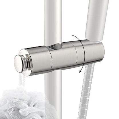 Hibbent Adjustable Shower Head Holder for Slide Bar, Universal 18.5-25mm Handheld Showerhead Bracket, Sprayer Holder with Hanging Design, No Drill Installation, Brushed Nickel - style: Brushed Nickel