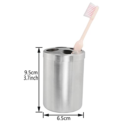 Stainless Steel Toothbrush Cup Holder Round Metal Tumbler Cup for Bathroom Vanity Countertops Rinsing, Drinking, Storing Dental Accessories and Organizing Makeup Brushes