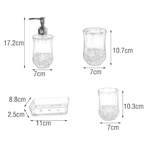 4 Pieces Toothbrush Holder Soap Dispenser Apartment Essentials Acrylic Soap Dish Bathroom Accessories Set for Countertop, Purple