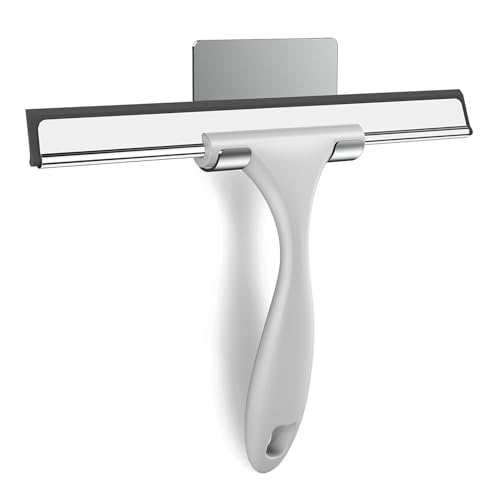 SetSail Squeegee for Shower Glass Door, 10 Inches, Grey | Stainless Steel Squeegee for Shower Glass Door, All-Purpose Window Squeegee for Shower Mirror Bathroom Car Window Cleaning - color: Gray, size: 10 inches