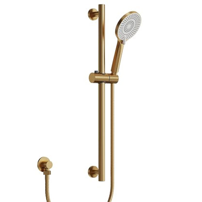 EVESTEIN Adjustable Hand Held Shower with Slide Bar, 3-Function Round Handshower Head with Hose, Brushed Gold - color: Brushed Gold