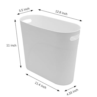 2 Pack 3.2 Gallon Plastic Trash Cans for Bathroom, Small Waste Bins with Handles, Compact Garbage Containers for Narrow Spaces, Recycle Wastebaskets for Office, Kitchen, Bedroom, Living Room (white) - color: white