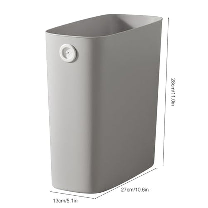Agatige Small Trash Can, Pp Slim Open Top Narrow Garbage Container Bin Wastebasket Garbage Can with Fixing Holes for Bathroom Office Bedroom Kitchen (Grey) - color: grey