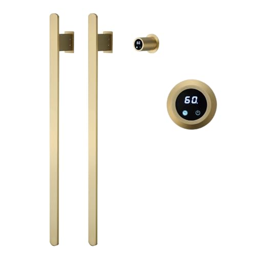 Bathroom Heated Towel Rack, Brushed Gold Towel Warmer, 2Bars, 110V | Smart Touch Control, Wall Mounted, Concealed Hardwired, Stainless Steel, Dry Towels in Modern Bathrooms, Space-Saving Design - color: Brushed Gold-2 Bars