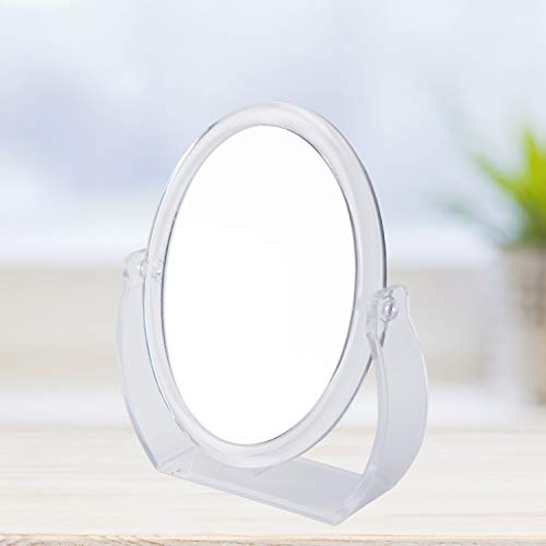 Bath Bliss Double-Sided Free-Standing Swivel Vanity Mirror | Regular & 10X’s Magnification | Make-up & Shaving Use | Freestanding | Tabletop | Rubberized | Clear - color: Clear
