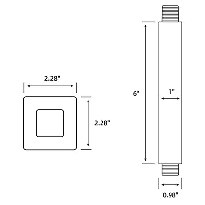 6 Inch Brushed Nickel Square Ceiling Mount Shower Arm and Flange | Stainless Steel Rainfall Straight Extension, Rain Head Shower Pipe - color: Brushed Nickel, style: 6 Inches