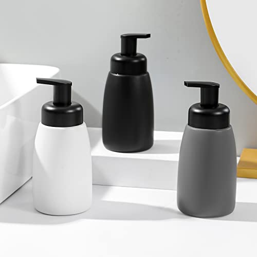 UUJOLY Foaming Hand Soap Dispenser, Ceramic Jar, White, 2 Pack - color: White, size: 2 Pack