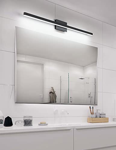 Joossnwell LED Vanity Light Black 47.2inch Modern Bathroom Lighting Fixtures Over Mirror Aluminum Wall Lights 30W 6000K - color: Black-Not Dimmable, size: 47.2"Long-6000K