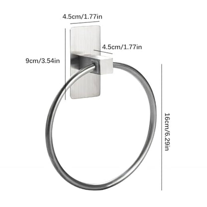 Strong Adhesive Towel Rings for Bathroom Wall Mounting Hand Towel Holder with Large Base Strong Sticky Hook Stick on Hook - color: Black