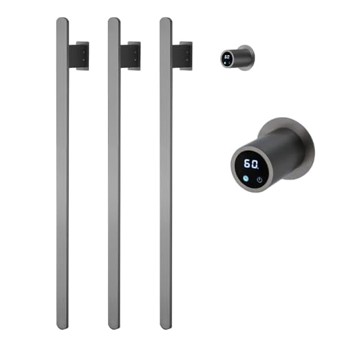 Bathroom Heated Towel Rack, Gray Towel Warmer, 3 Bars, 110V | Smart Touch Control, Wall Mounted, Concealed Hardwired, Stainless Steel, Dry Towels in Modern Bathrooms, Space-Saving Design - color: Gray-3 Bars