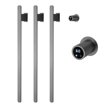 Bathroom Heated Towel Rack, Gray Towel Warmer, 3 Bars, 110V | Smart Touch Control, Wall Mounted, Concealed Hardwired, Stainless Steel, Dry Towels in Modern Bathrooms, Space-Saving Design - color: Gray-3 Bars