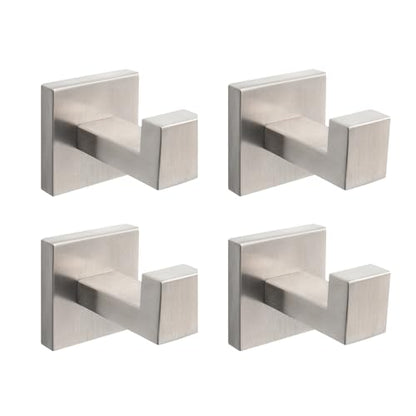 NearMoon Bath Towel Hooks -SUS304 Stainless Steel Square Clothes Robe Hooks Hanger, Heavy Duty Coat Hooks for Bathroom Livingroom Hotel Kitchen Garage, Wall Mounted (4 Pack, Brushed Nickel) - color: Brushed Nickel