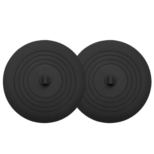 Tub Stopper 2PCS,Bathtub Drain Stopper,6 inches Bathtub Tub Drain Cover Stopper,Silicone Drain Plug,Kitchen Bathroom Hair Water Shower Stopper,Large Bathroom Laundry Accessories (Black/Black) - color: Black/Black
