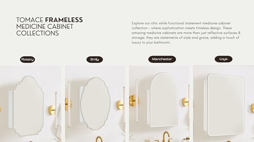 TOMACE Frameless Assymetrical Oval Medicine Cabinet with Beveled Mirror Irregular Surface Bathroom Medicine Cabinet Mirror with Storage for Bathroom 19'' H x 24'' W - size: 19'' x 24''