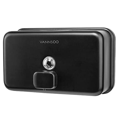 Wall Mounted Commercial Soap Dispenser Bathroom, Horizontal Black | 1100ml 37oz Stainless Steel Liquid Hand Sanitizer Dispenser - color: Horizontal Black