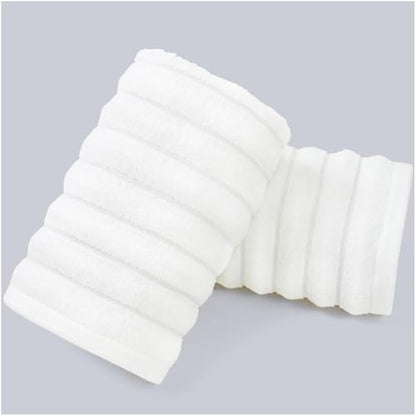 Jacquotha Luxurious 2-Pack Ribbed Striped Hand Towels (White) | Hotel & Spa Premium Cotton Face Towels 13” x 29”, Soft and Quick Drying 480 GSM - color: White