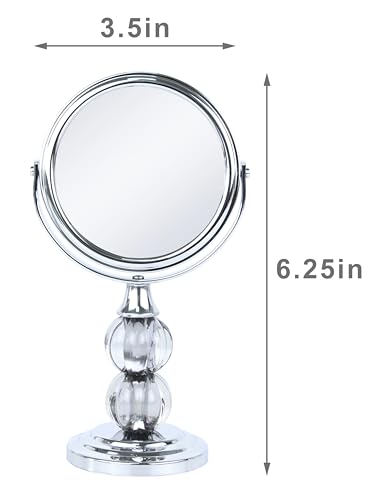 Zahari Home Aroma Magnifying Makeup Mirror with Stand, Double Sided 1X/3X Magnification, 360 Degree Swirl, 6.30 inch Grey - color: Grey, size: 6.3"L x 3.5"W
