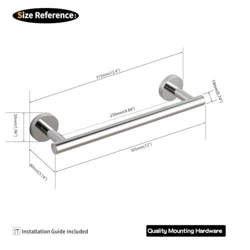 GERZ 12-Inch Hand Towel Holder Modern Towel Ring Hand Towel Bar Towel Hanger Wall Mount, Polished Finish AG1101C30.5-JG - color: Chrome, size: 12 Inch (Pack of 1)