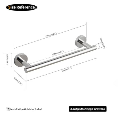 GERZ 12-Inch Hand Towel Holder Modern Towel Ring Hand Towel Bar Towel Hanger Wall Mount, Polished Finish AG1101C30.5-JG - color: Chrome, size: 12 Inch (Pack of 1)